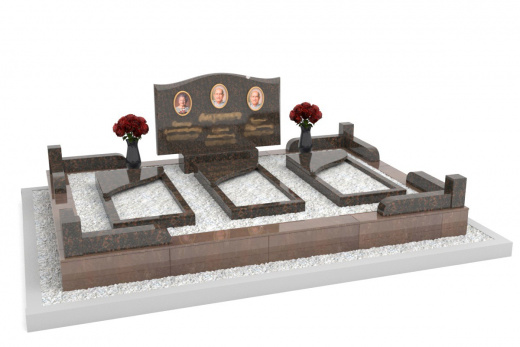 Горизонтальный резной семейный памятник из гранита или мрамора 2