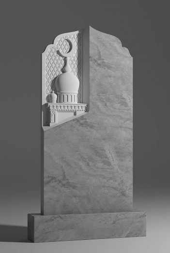 Вертикальный памятник из гранита/мрамора с мусульманской вырезкой